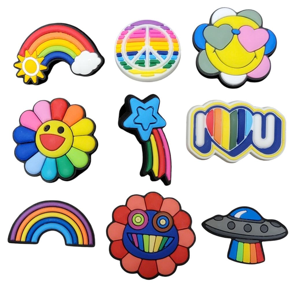 LGBTGIA+ Shoe Charms Lot of 20 Pride‎ Rainbow Heart Happy Face Peace Sign Bundle - Picture 2 of 5
